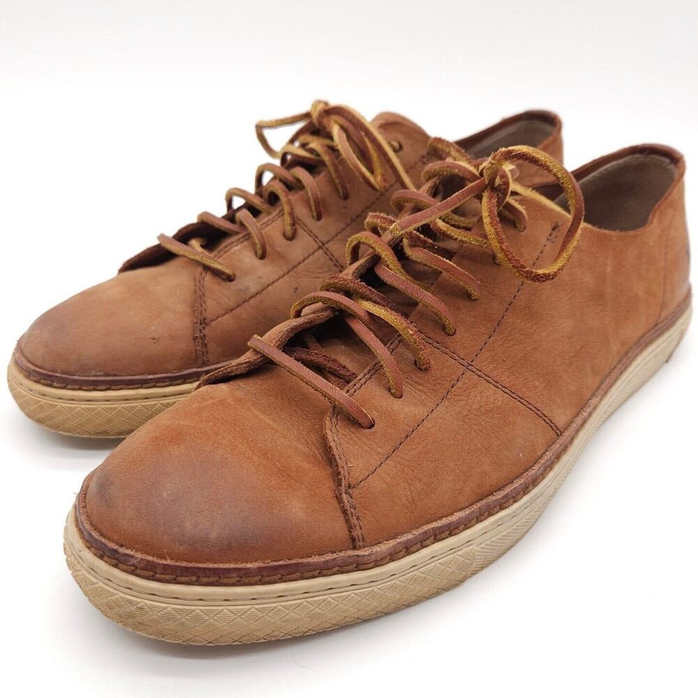 Frye Walker (Mens Size 13) Leather Low Top Shoes Lace Up Sneakers Brown Cognac